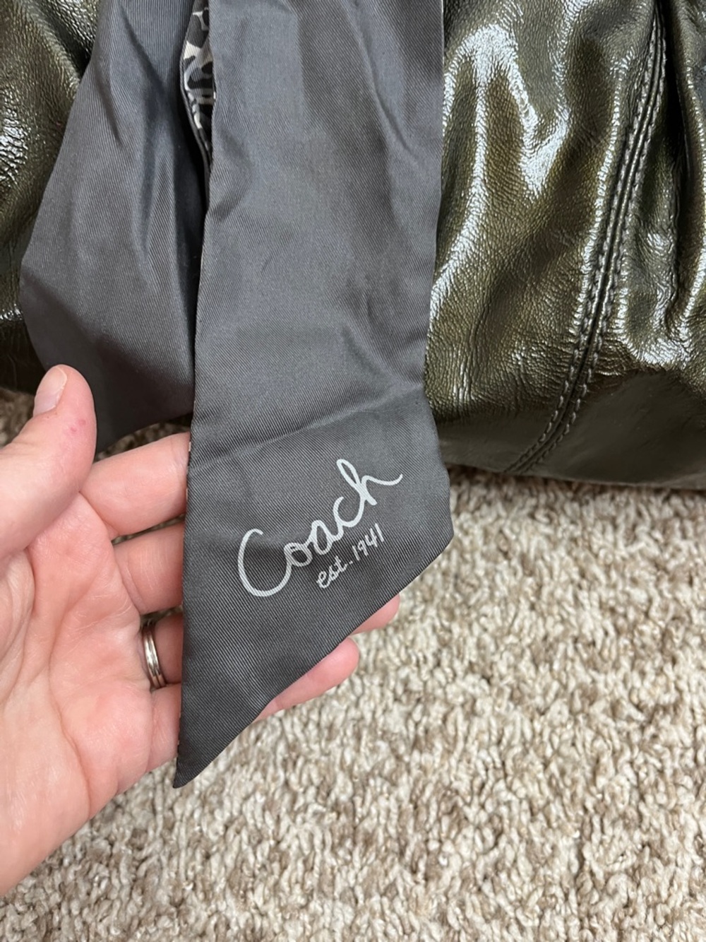 Coach D0973-13915 Mia Gunmetal Pleated Leather Carryall Shoulder Bag - Picture 9 of 16